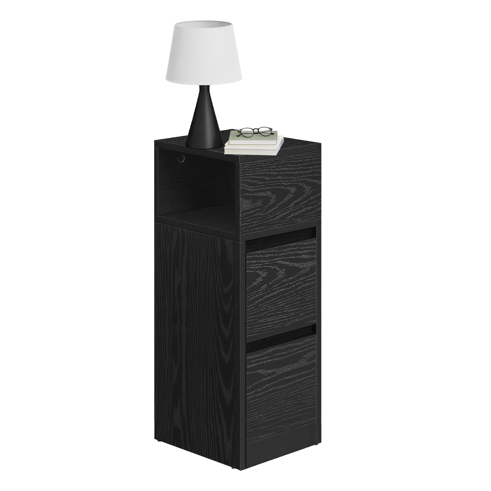 Nachttisch, schmal, Beistelltisch mit 2 Schubladen