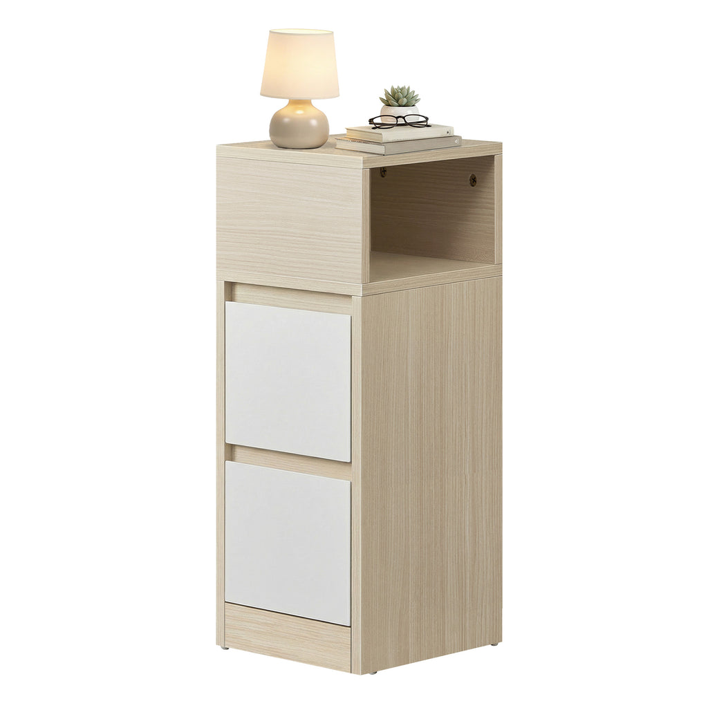 Nachttisch, schmal, Beistelltisch mit 2 Schubladen