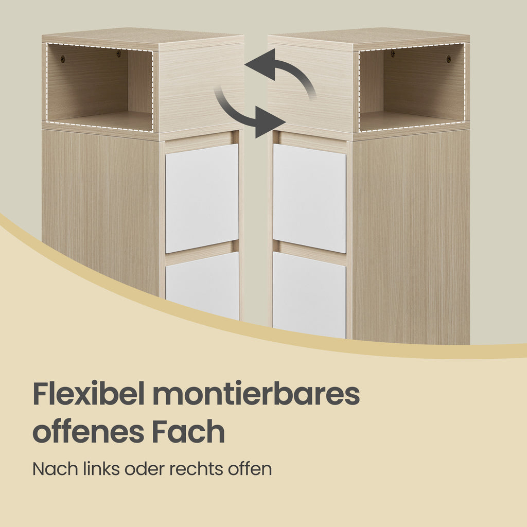 Nachttisch, schmal, Beistelltisch mit 2 Schubladen