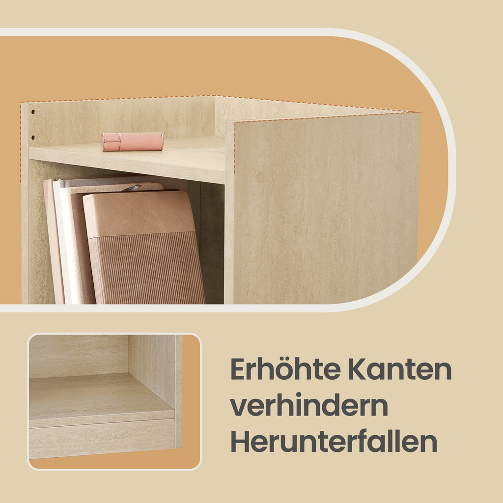 Beistelltisch mit flexibler Ablage, Nachtschrank mit offenen Fächern, für Wohnzimmer