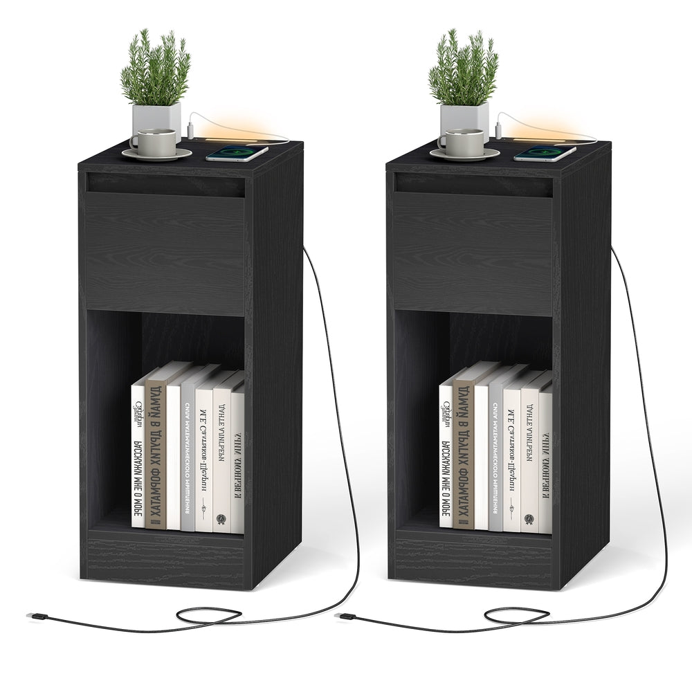 Schmaler Nachttisch, 2er Set, Nachtschrank