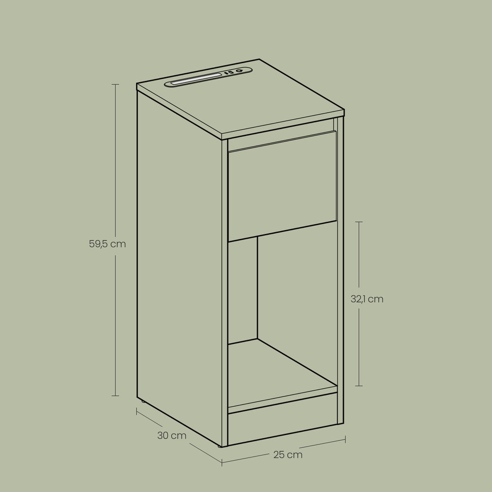 Schmaler Nachttisch, 2er Set, Nachtschrank