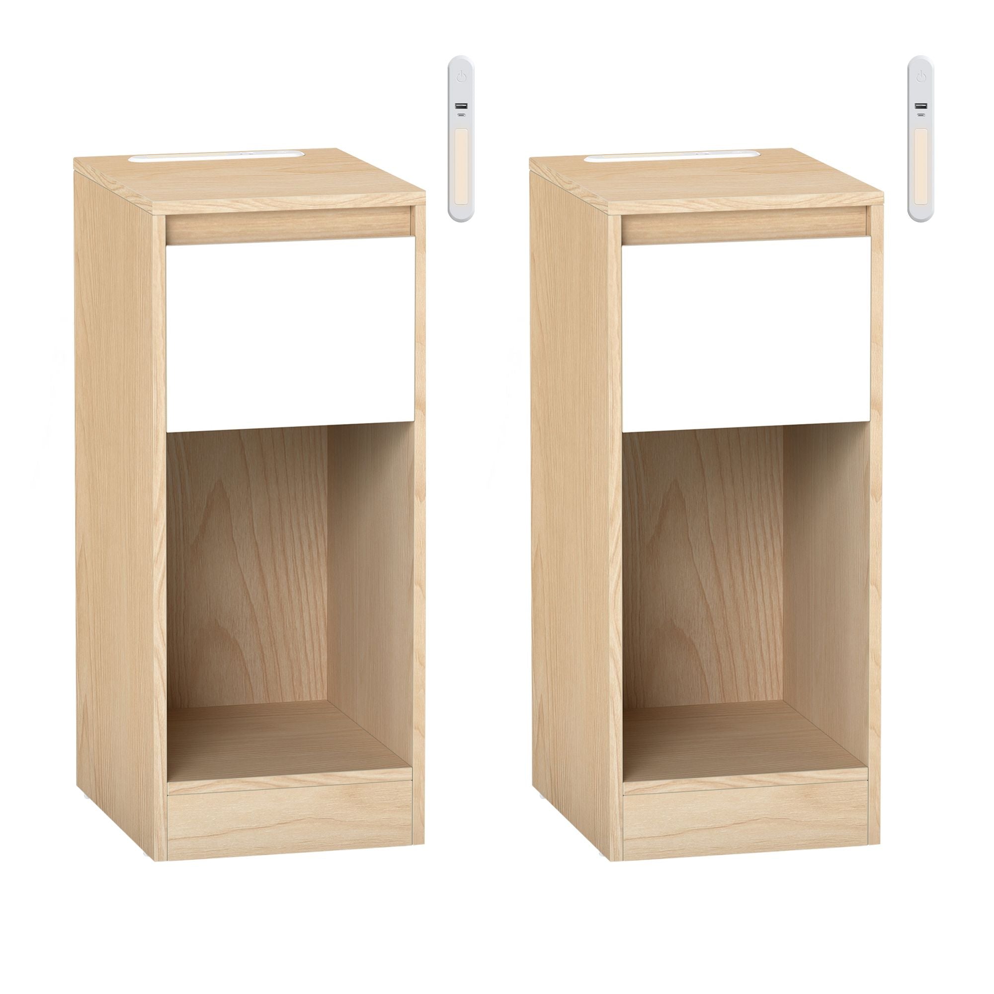 Schmaler Nachttisch, 2er Set, Nachtschrank