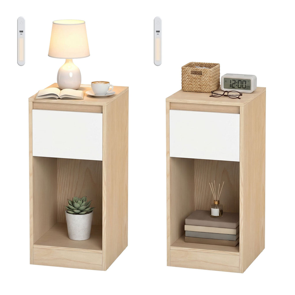 Schmaler Nachttisch, 2er Set, Nachtschrank