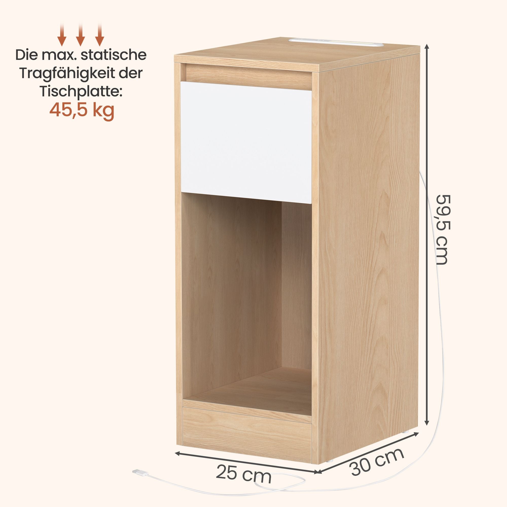Schmaler Nachttisch, 2er Set, Nachtschrank