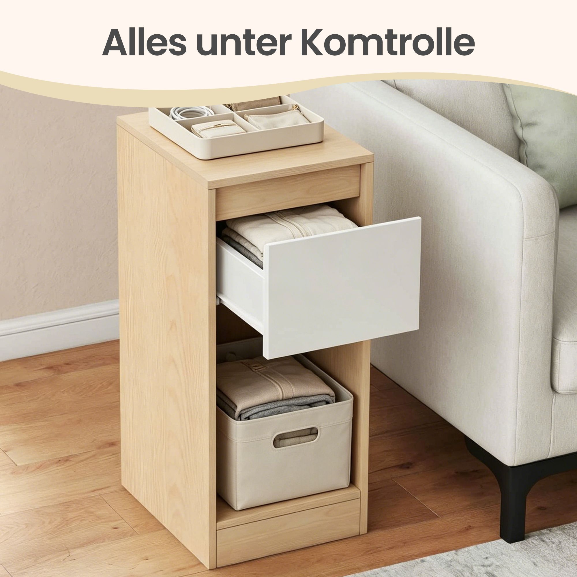 Schmaler Nachttisch, 2er Set, Nachtschrank