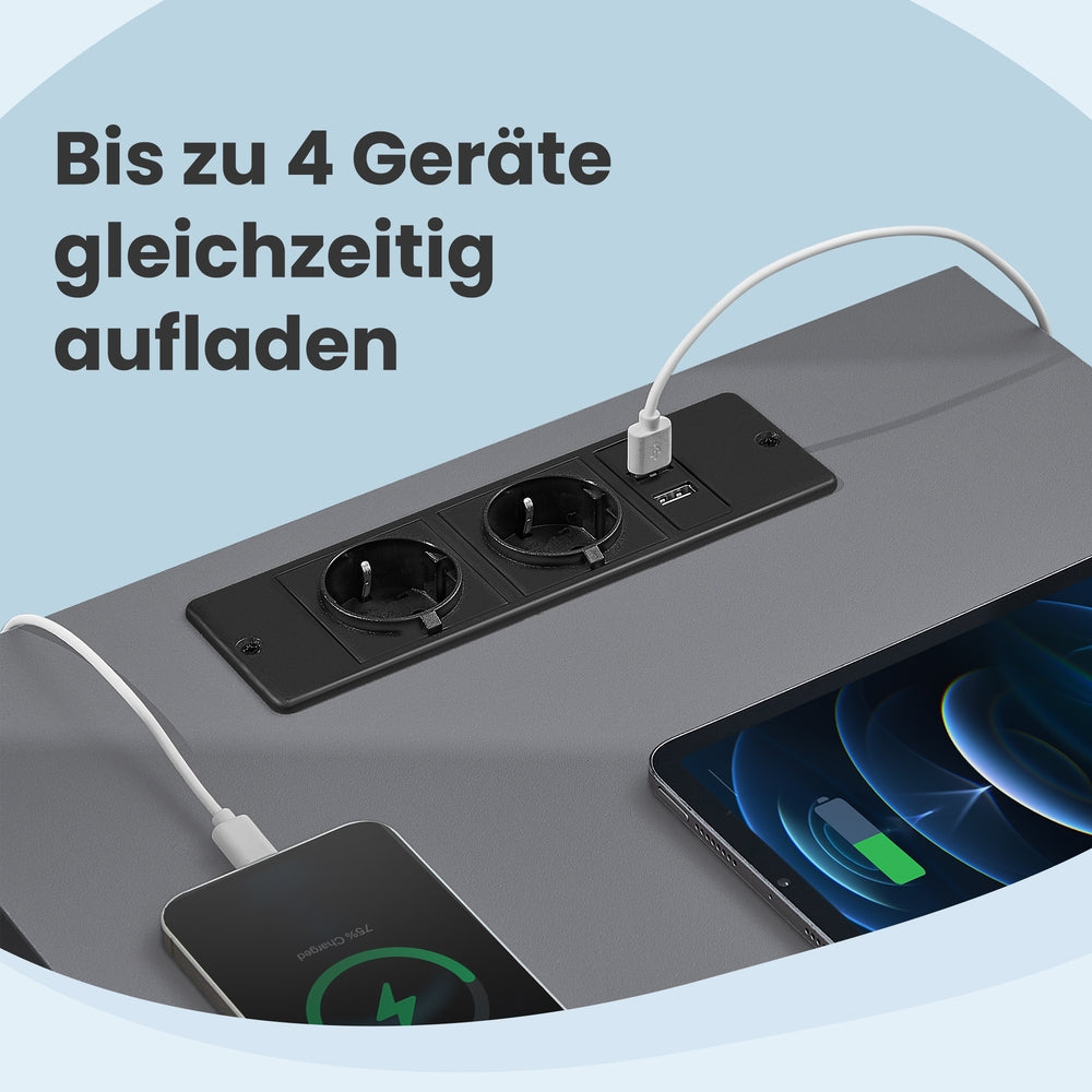 Beistelltisch 2er Set, mit Steckdosenleiste, Nachttisch