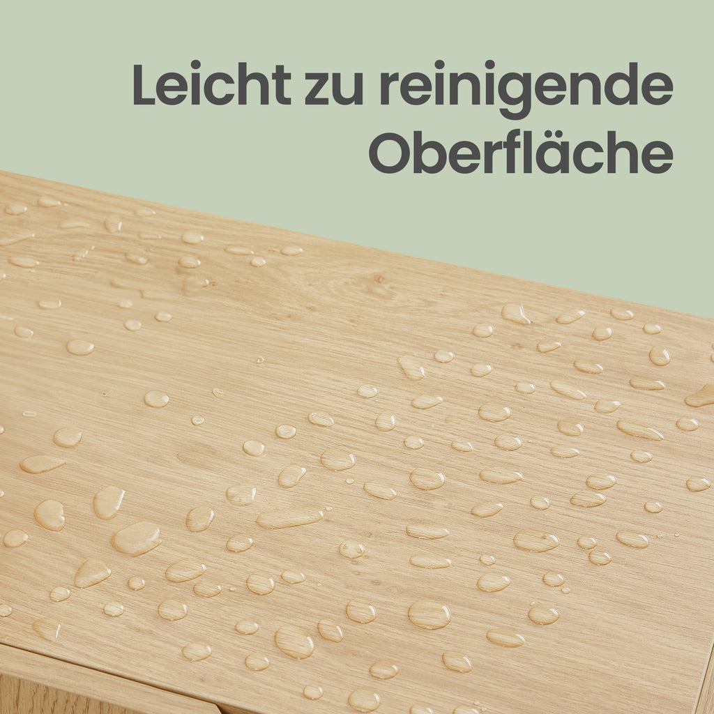 Beistelltisch Set mit Steckdosenleiste, Nachttisch, 3 Schubladen