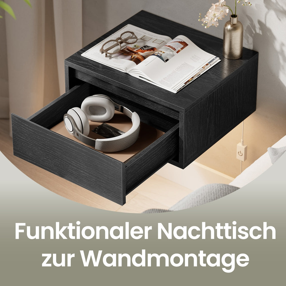 Schwebender Nachttisch, 2er Set, 3 Lichtfarben