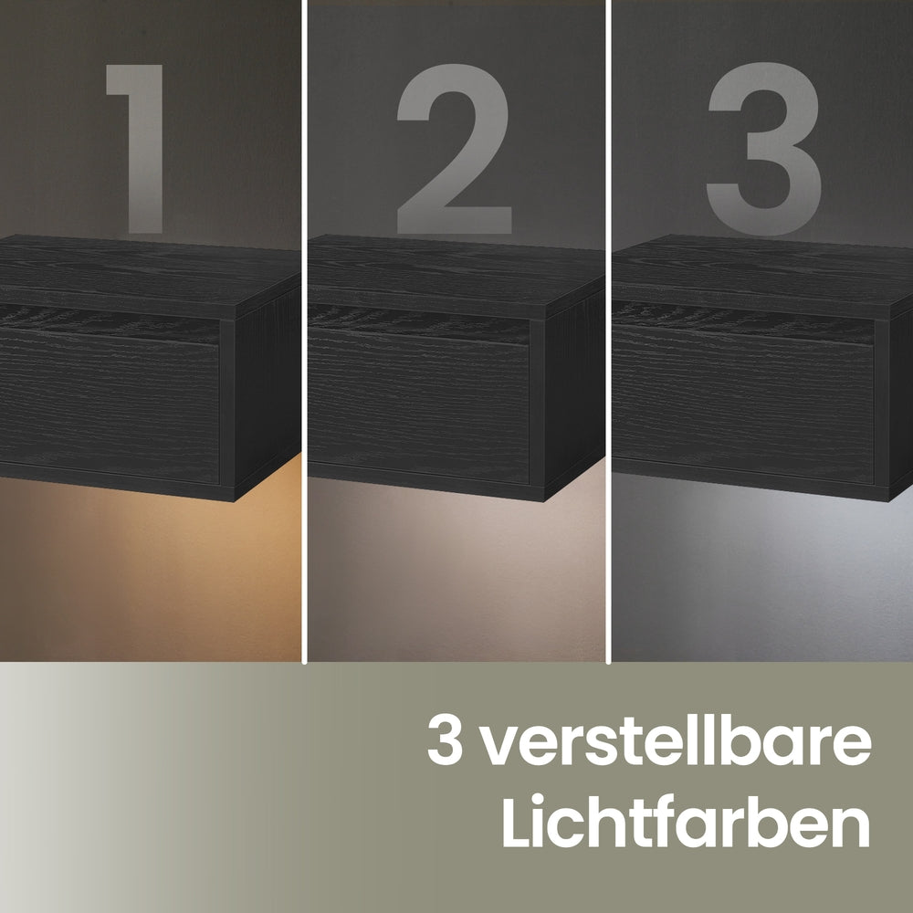 Schwebender Nachttisch, 2er Set, 3 Lichtfarben