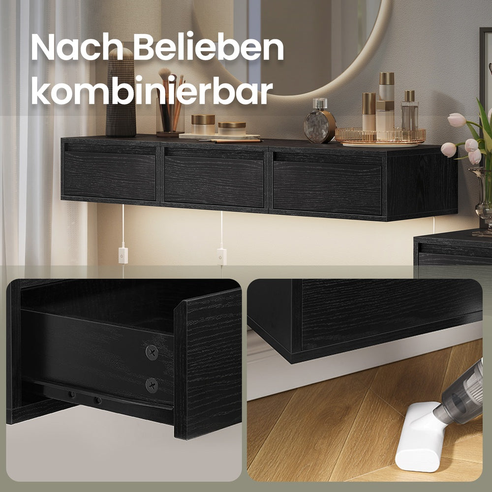 Schwebender Nachttisch, 2er Set, 3 Lichtfarben