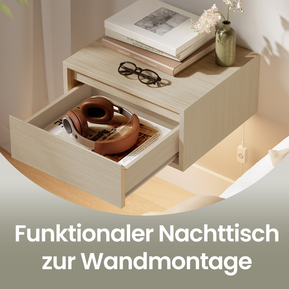 Schwebender Nachttisch, 2er Set, 3 Lichtfarben
