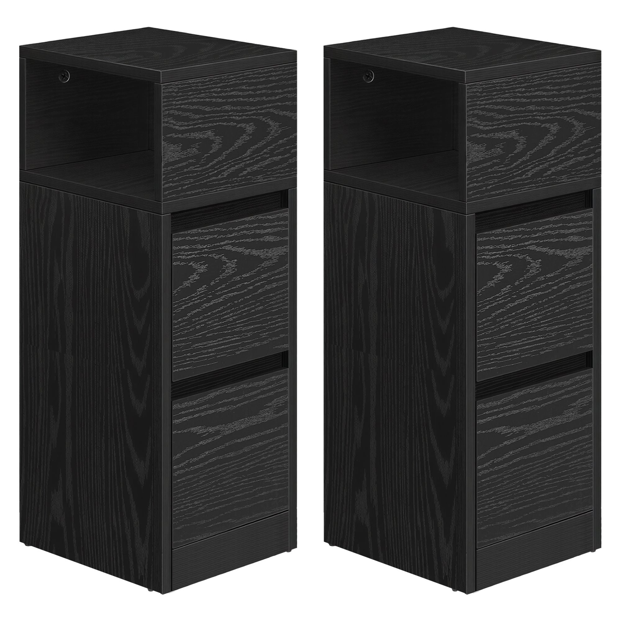 Nachttisch 2er Set, schmal, Beistelltisch mit 2 Schubladen