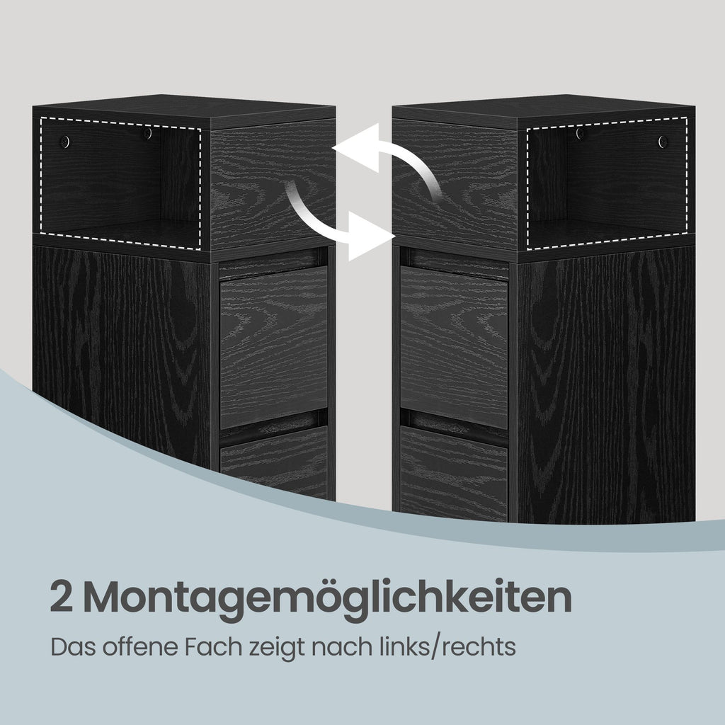Nachttisch 2er Set, schmal, Beistelltisch mit 2 Schubladen