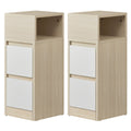 Nachttisch 2er Set, schmal, Beistelltisch mit 2 Schubladen