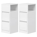 Nachttisch 2er Set, schmal, Beistelltisch mit 2 Schubladen