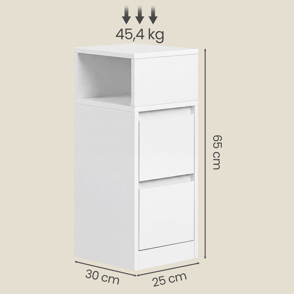 Nachttisch 2er Set, schmal, Beistelltisch mit 2 Schubladen