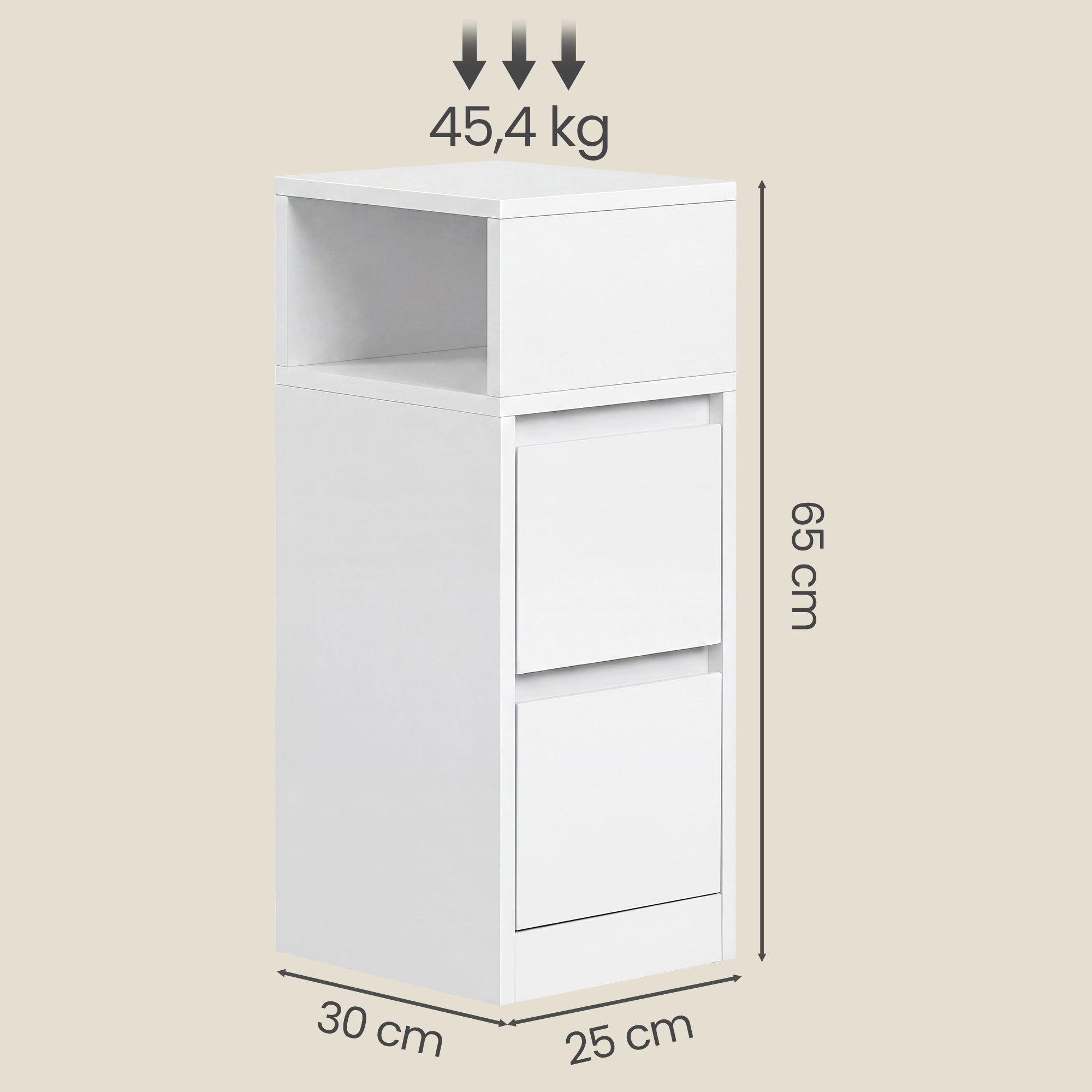 Nachttisch 2er Set, schmal, Beistelltisch mit 2 Schubladen