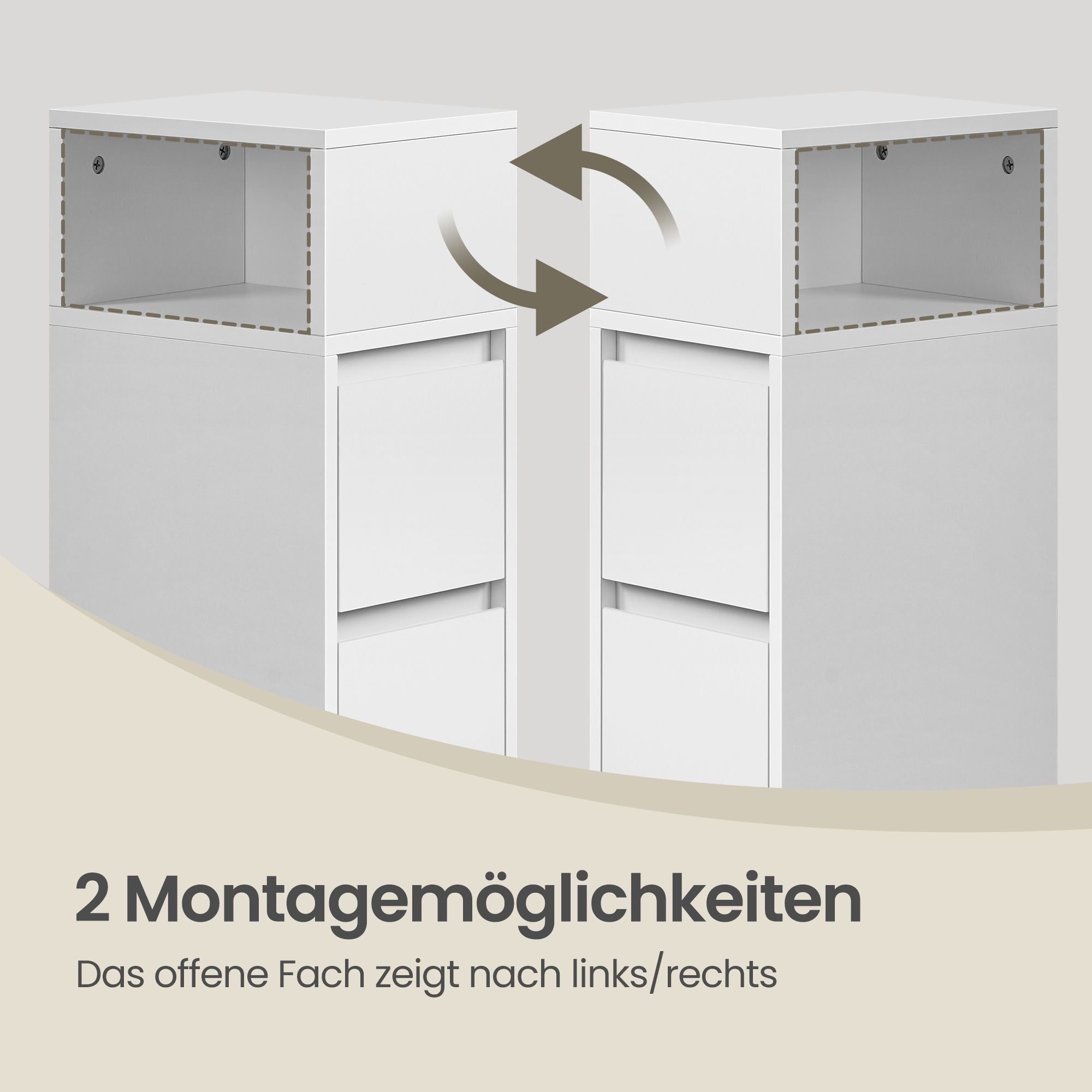 Nachttisch 2er Set, schmal, Beistelltisch mit 2 Schubladen