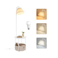 3-in-1 Beistelltisch mit Lampe und Stoffkorb mattweiß