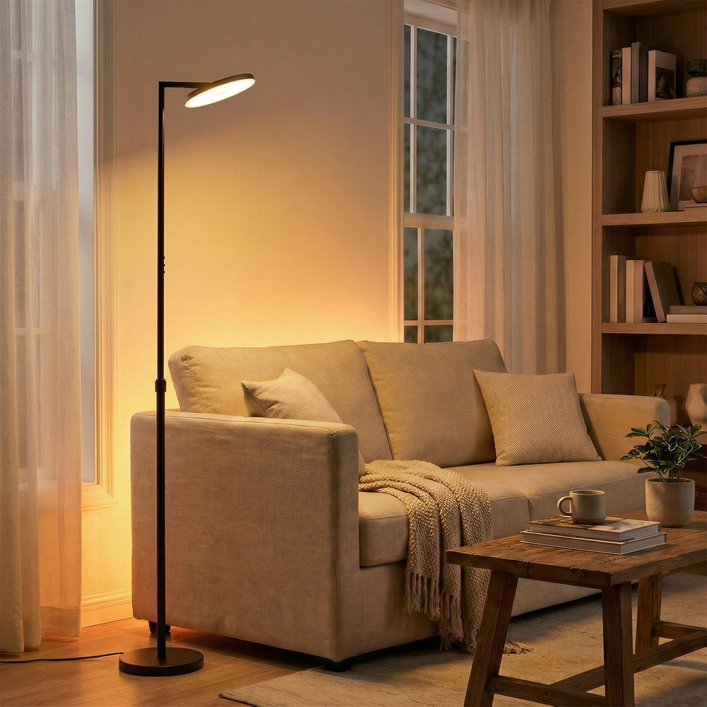 Nachttisch mit Steckdosen, LED-Beleuchtung, 2 Schubladen und offenem Fach, 40,1 x 30 x 50,2 cm, Tintenschwarz