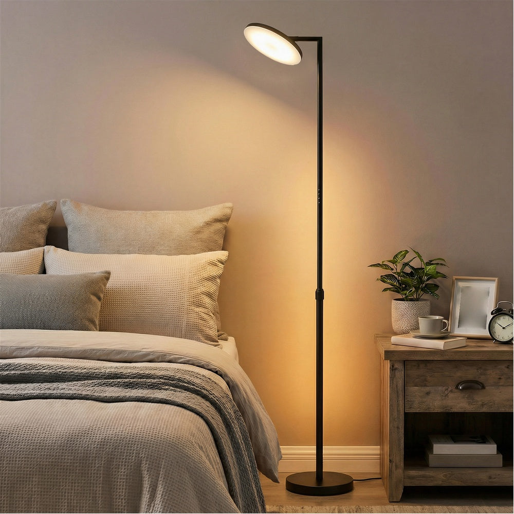 Nachttisch mit Steckdosen, LED-Beleuchtung, 2 Schubladen und offenem Fach, 40,1 x 30 x 50,2 cm, Tintenschwarz