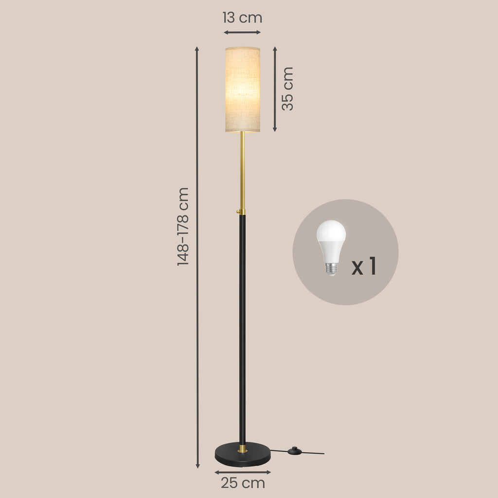 Höhenverstellbare Stehleuchte, 148 cm hoch, mit Fußtaster