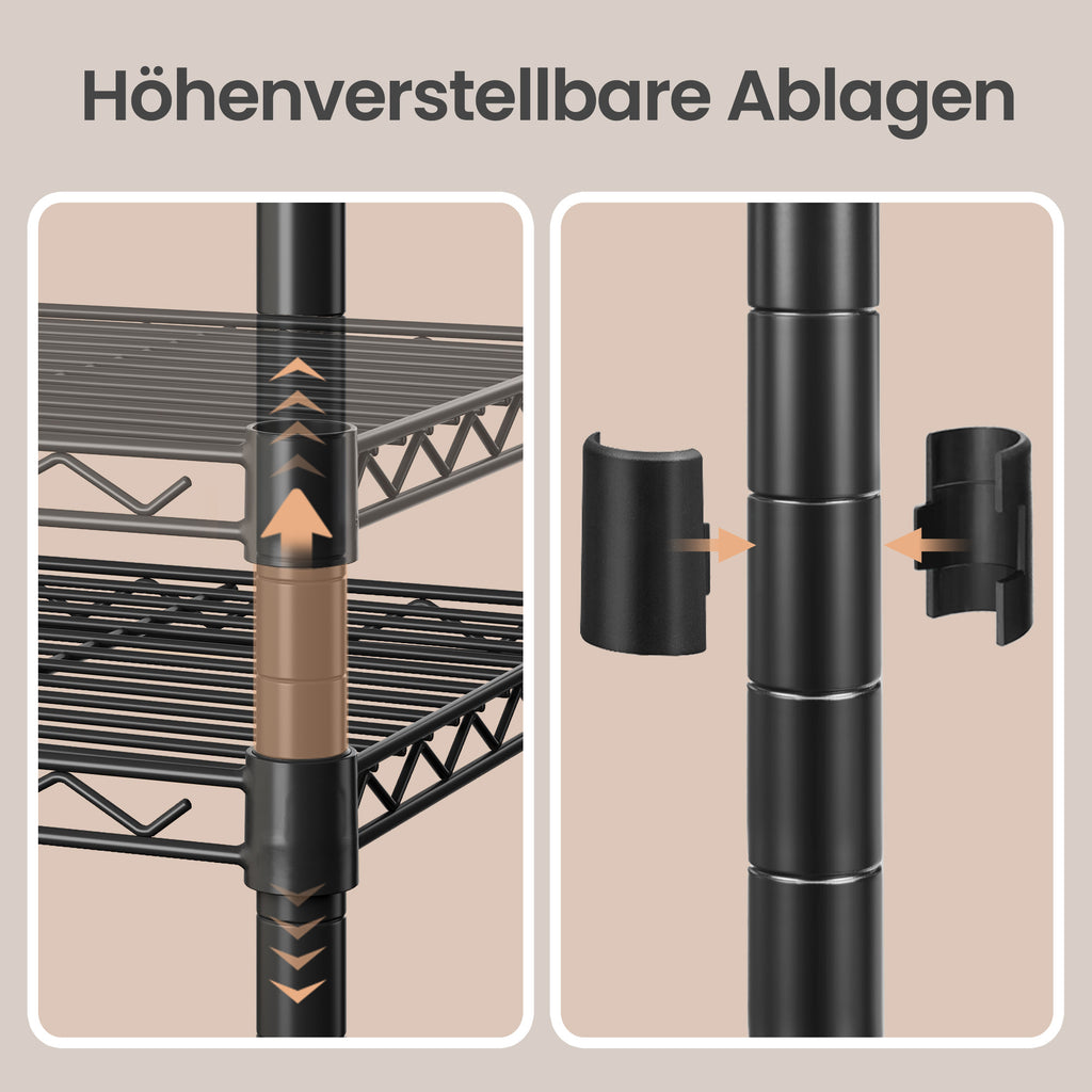 Standregal Metall, schmal, verstellbare Ablagen