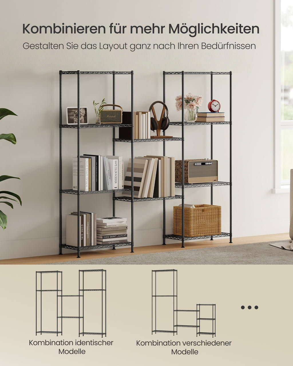 Regal Metallregal 5 Ebenen höhenverstellbare Ablagen 30 × 60 × 161 cm tintenschwarz