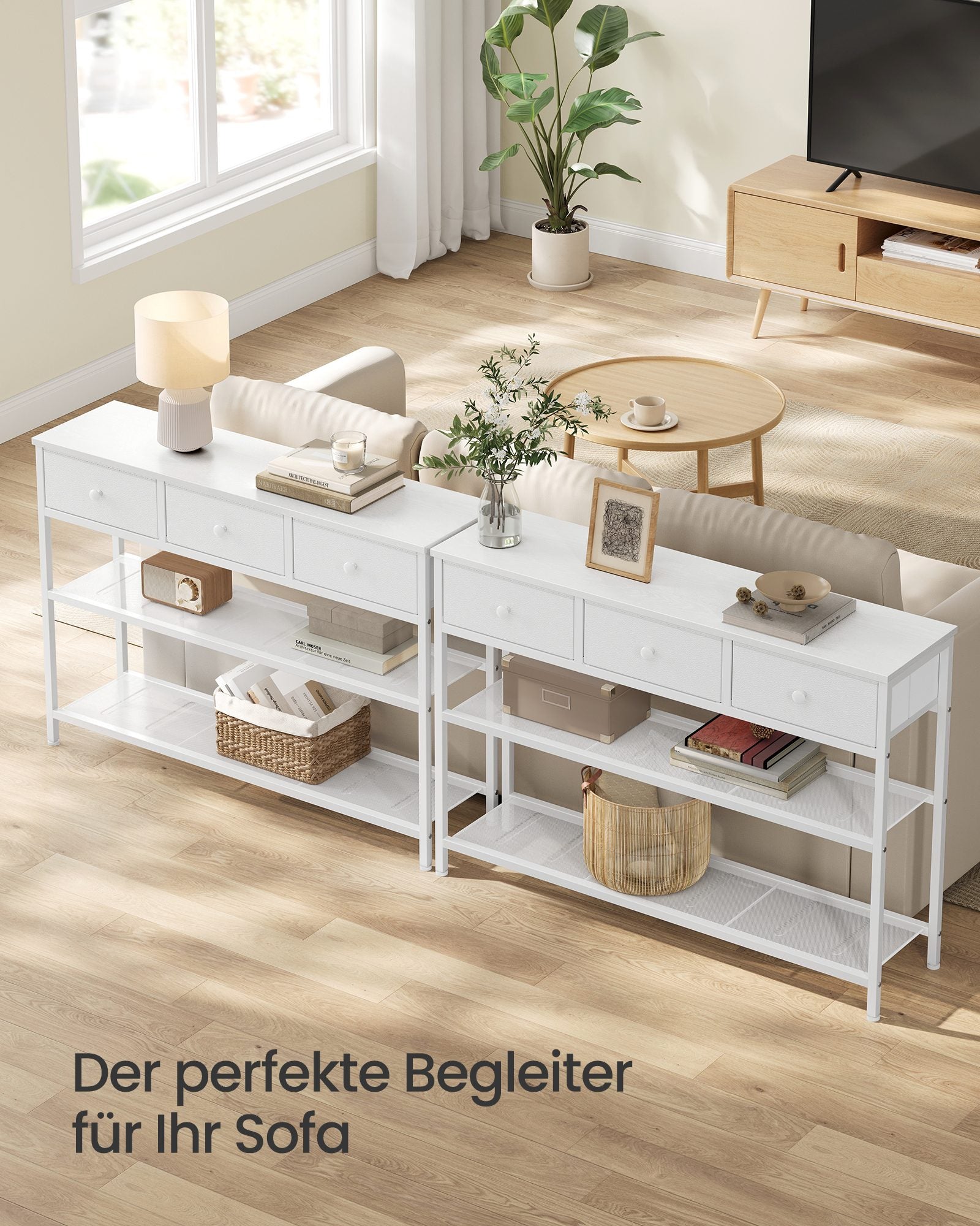 Konsolentisch wolkenweiß-nebelweiß 98,8x30x78,7 cm 3 Schubladen
