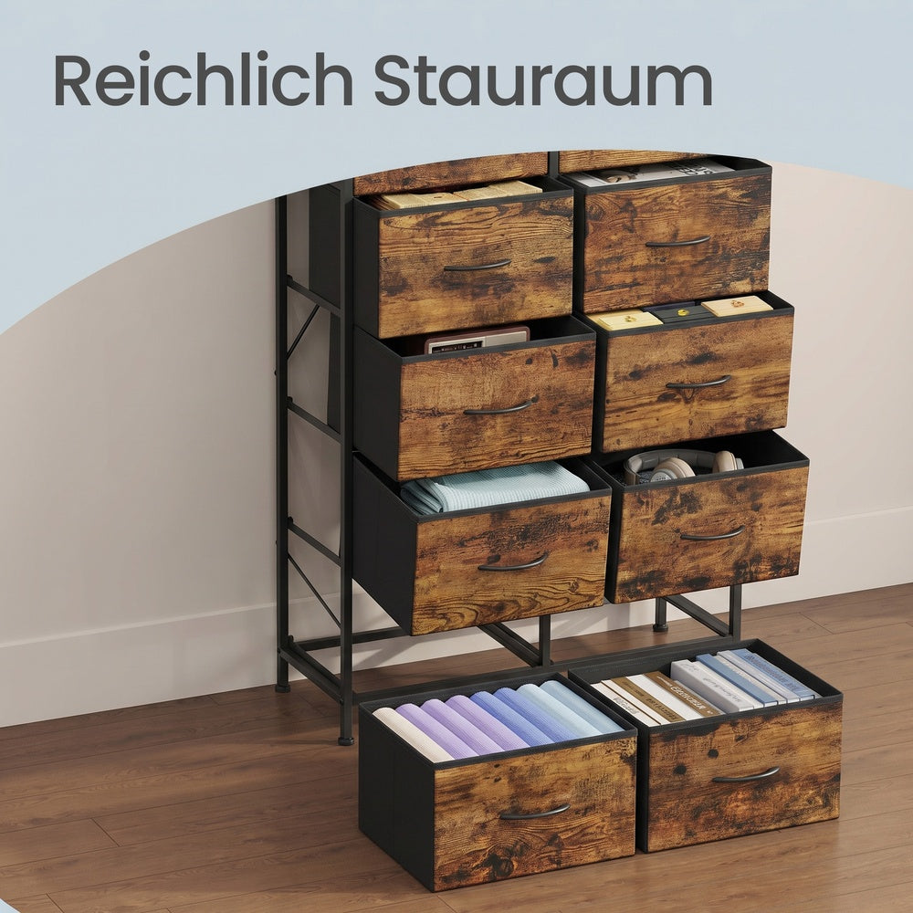Kommode, Schrank, 10 Stoffschubladen