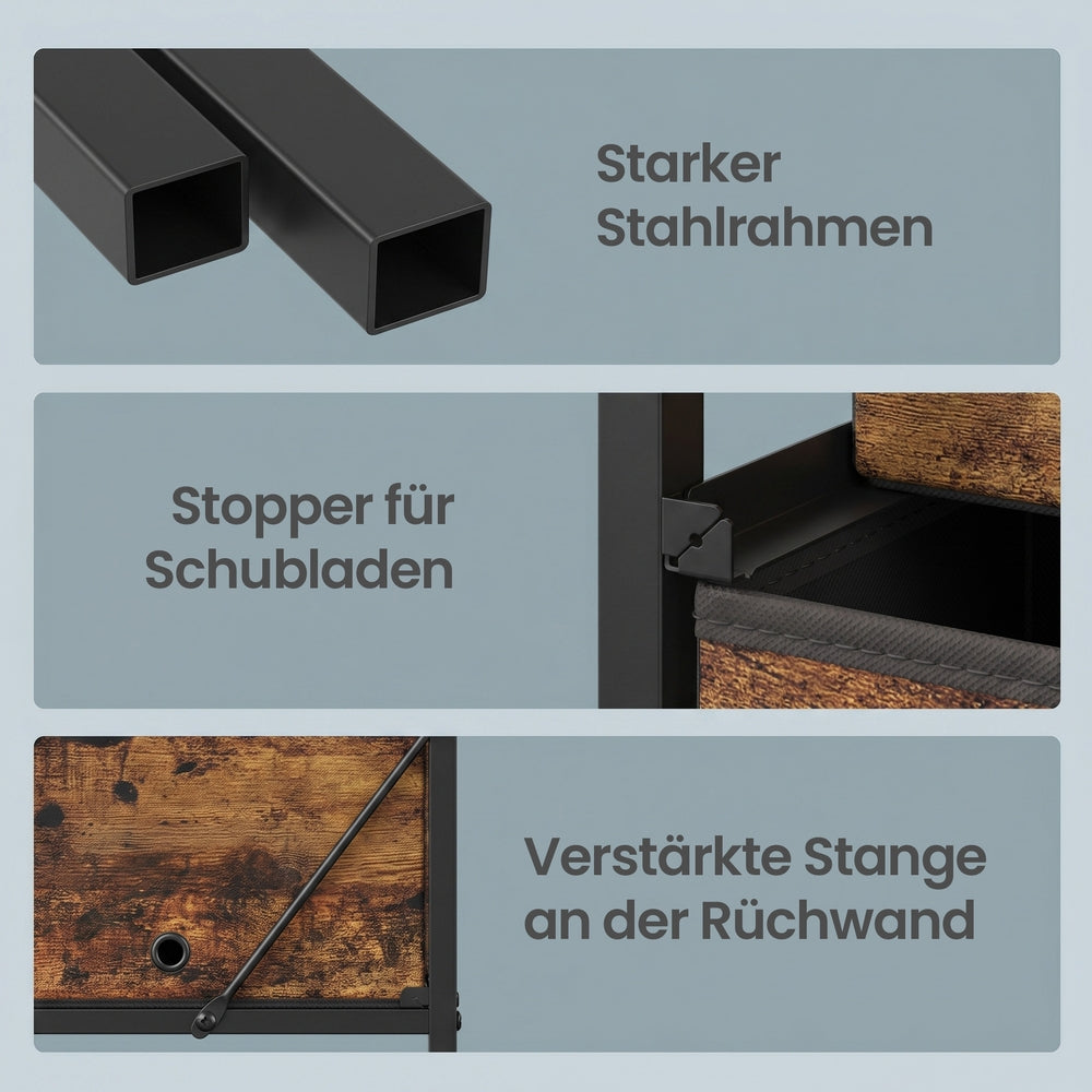 Kommode, Schrank, 10 Stoffschubladen
