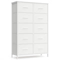 SONGMICS BELLAH Kollektion - Kommode, Schrank, Aufbewahrungsschrank, für Schlafzimmer, Flur, Wohnzimmer, Stahl, 10 Schubladen, modern, wolkenweiß-schneeweiß LGS125WH01