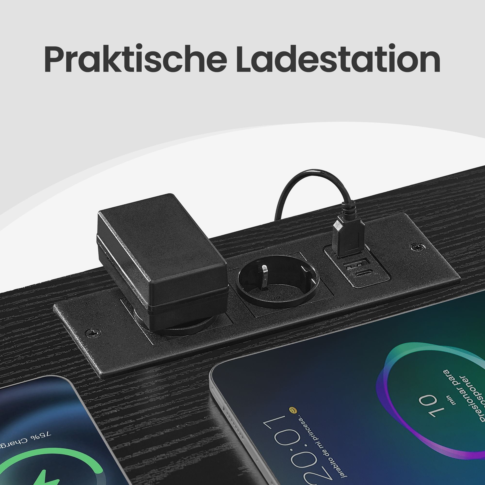 Nachttisch mit LED-Beleuchtung und Ladestation