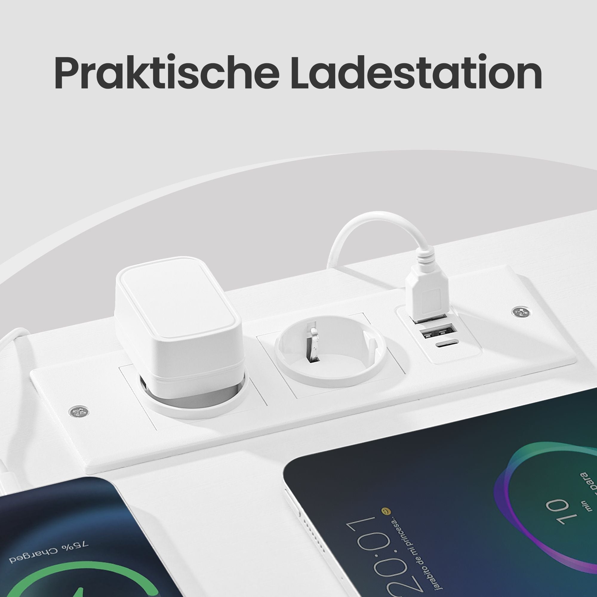 Nachttisch mit LED-Beleuchtung und Ladestation