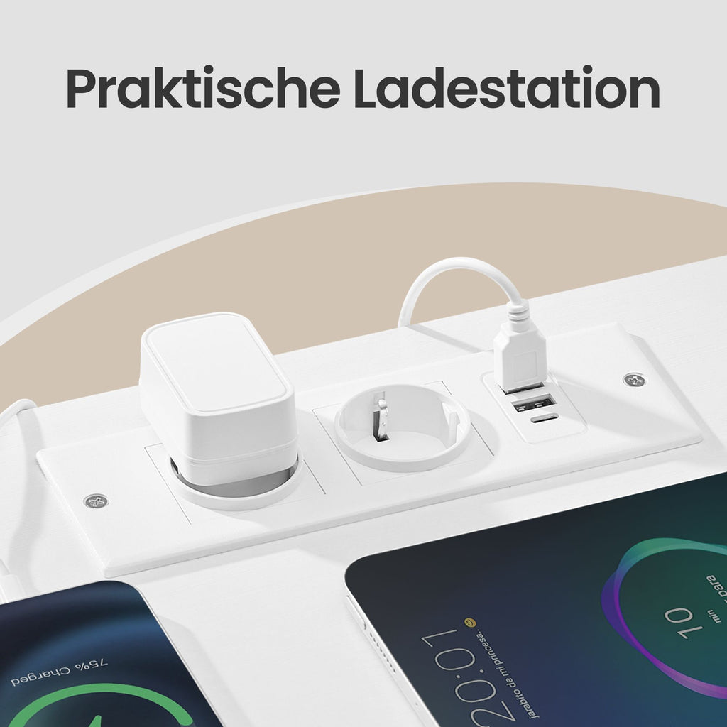 Nachttisch mit LED-Beleuchtung und Ladestation
