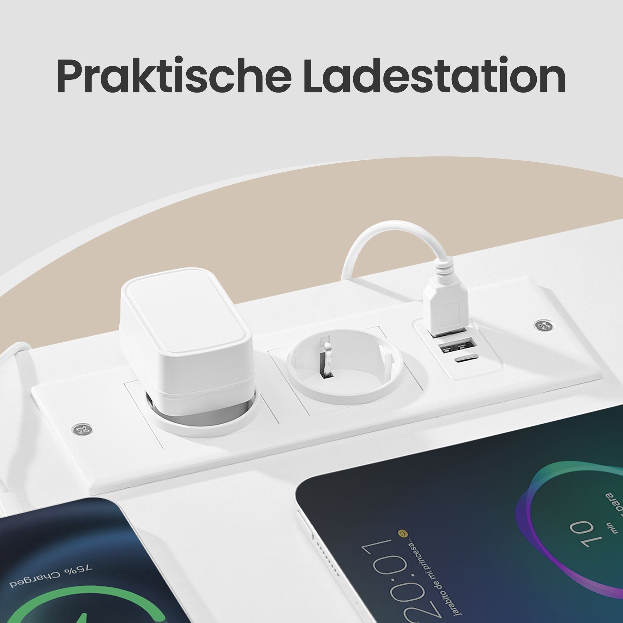 Nachttisch mit LED-Beleuchtung und Ladestation