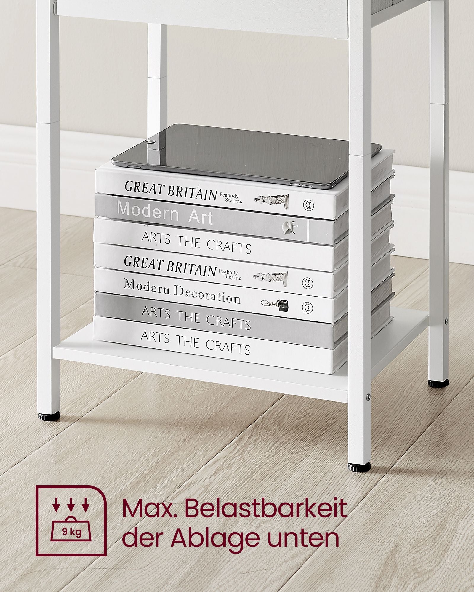 Beistelltisch 2er Set mit Stoff-Schublade weiß