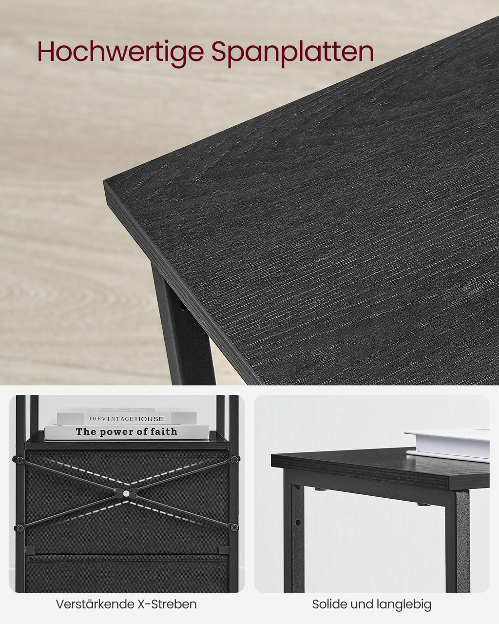 Nachttisch 2er Set aschschwarz-tintenschwarz-mattschwarz 61 cm