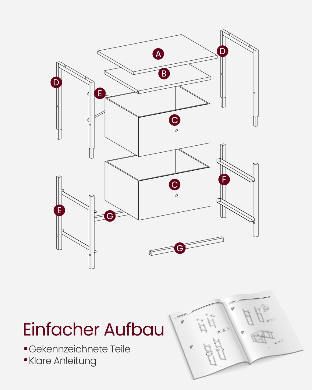 Nachttisch 2er Set aschschwarz-tintenschwarz-mattschwarz 61 cm