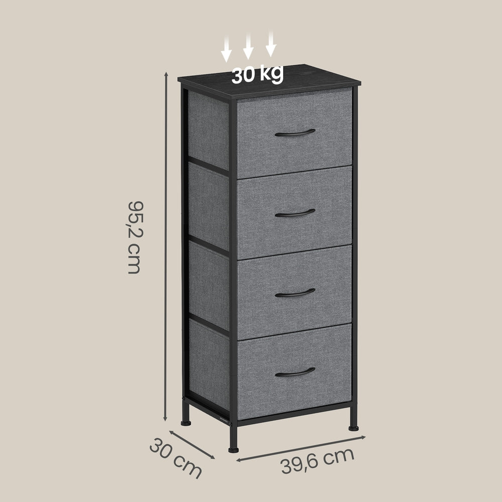 Kommode, Schrank, 4 Stoffschubladen