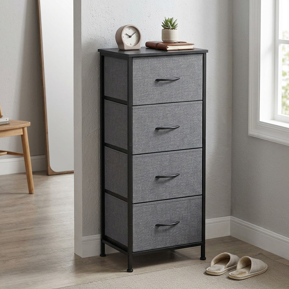 Kommode, Schrank, 4 Stoffschubladen