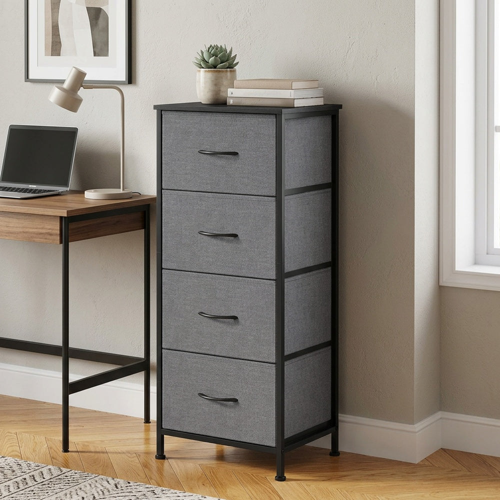 Kommode, Schrank, 4 Stoffschubladen