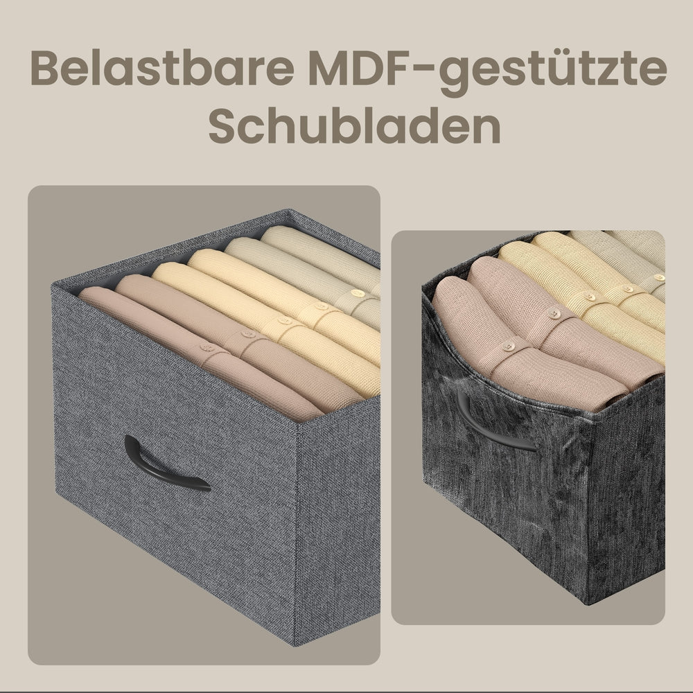 Kommode, Schrank, 4 Stoffschubladen