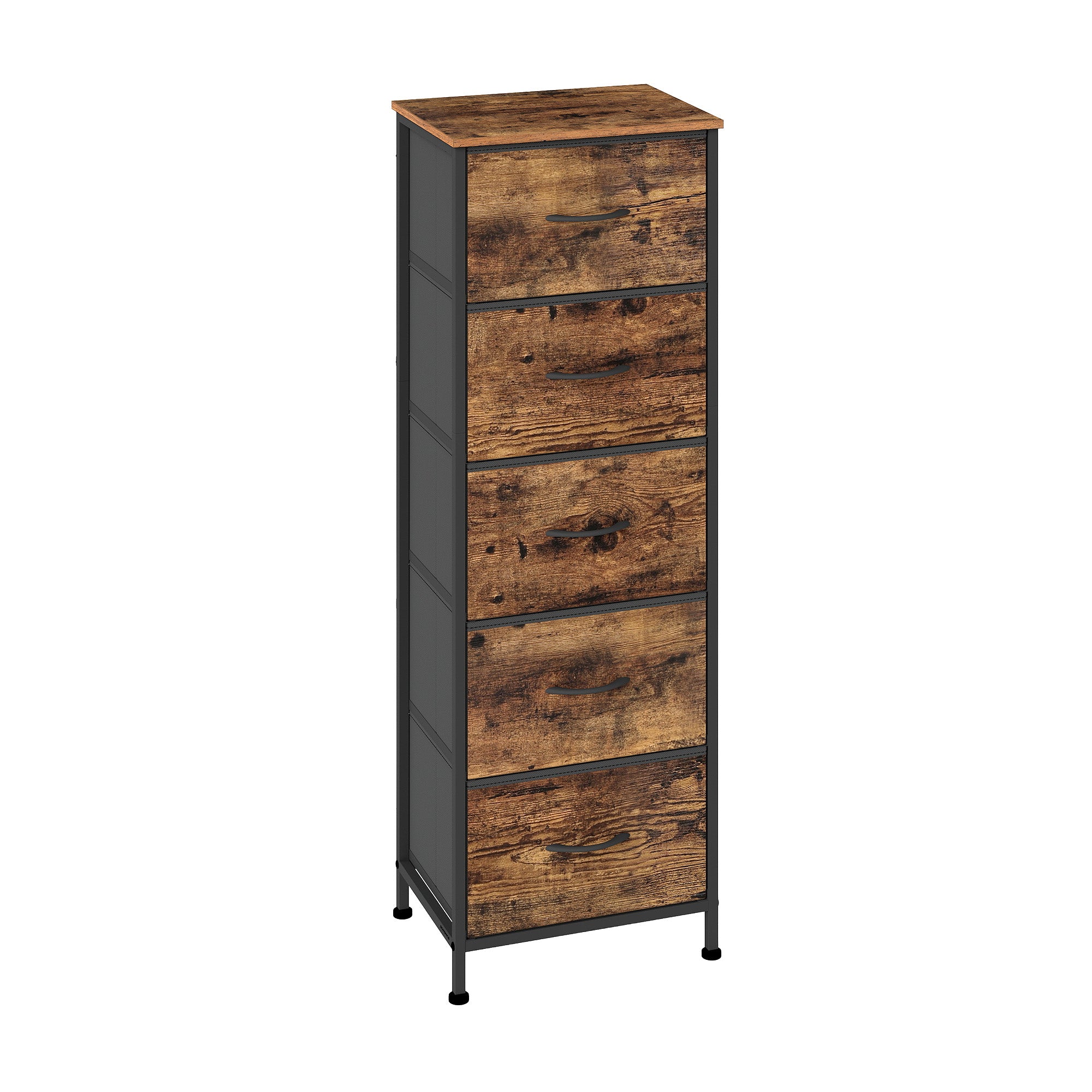 Kommode mit 5 Schubladen, Schmaler Stoffschrank für Flur, 39