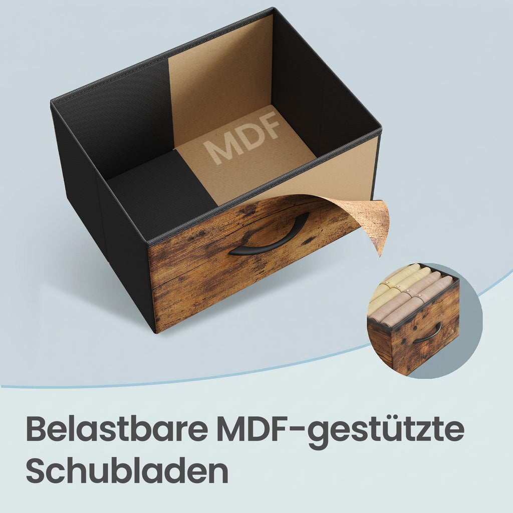 Kommode mit 5 Schubladen, Schmaler Stoffschrank für Flur, 39