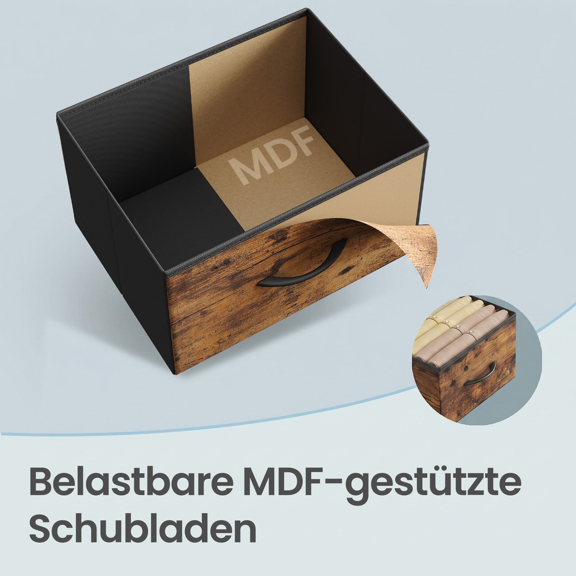 Kommode mit 5 Schubladen, Schmaler Stoffschrank für Flur, 39