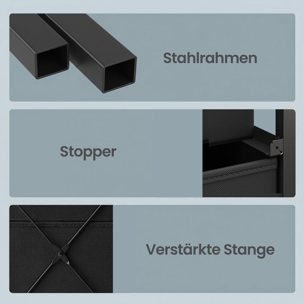 Kommode mit 5 Schubladen, Schmaler Stoffschrank für Flur, 39