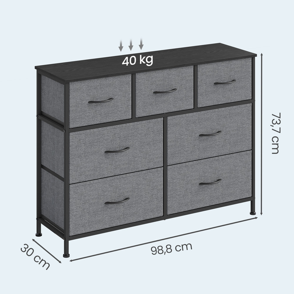 Kommode, Schrank, 7 Stoffschubladen