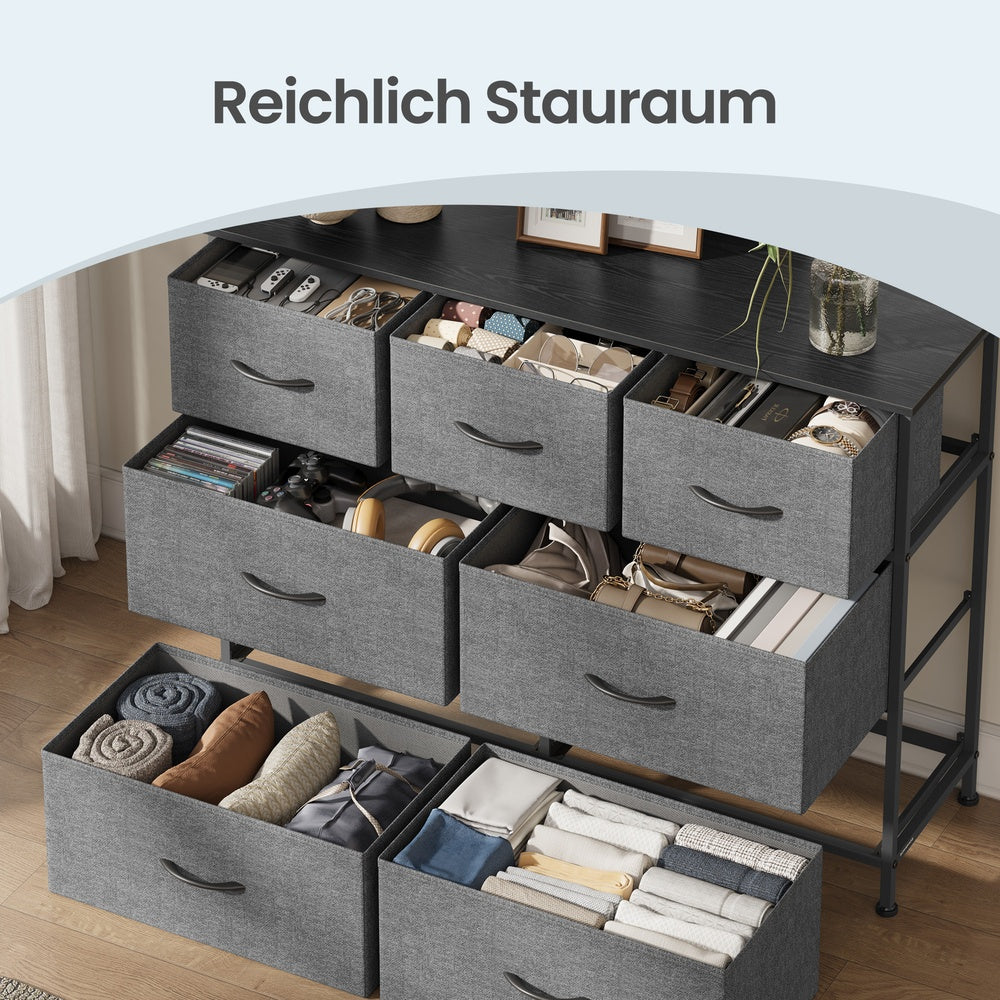 Kommode, Schrank, 7 Stoffschubladen